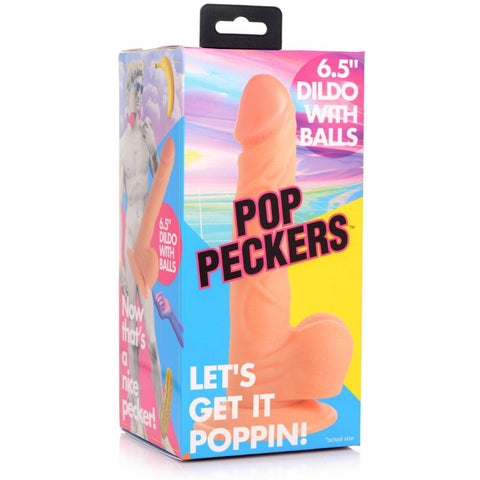 Pop Peckers 6.5" Dildo with Balls - Light - Extreme Toyz Singapore - https://extremetoyz.com.sg - Sex Toys and Lingerie Online Store