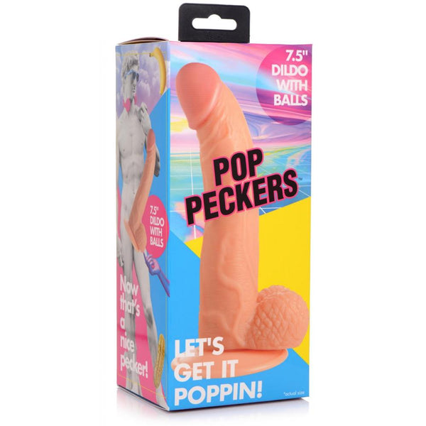 Pop Peckers 7.5" Dildo with Balls - Light - Extreme Toyz Singapore - https://extremetoyz.com.sg - Sex Toys and Lingerie Online Store