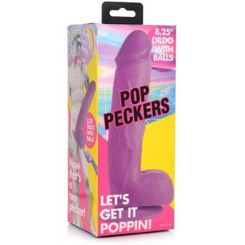 Pop Peckers 8.25" Dildo with Balls - Purple -  Extreme Toyz Singapore - https://extremetoyz.com.sg - Sex Toys and Lingerie Online Store