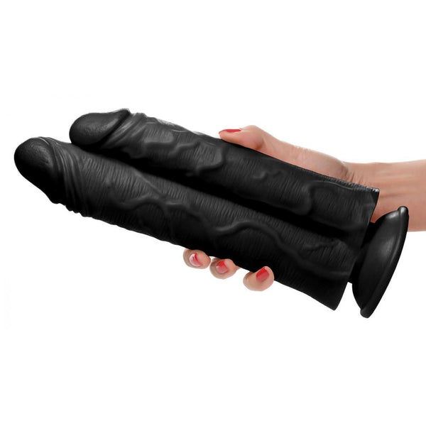 Master Cock Double Stuffer 10" Double Pecker Dildo (Black) - Extreme Toyz Singapore - https://extremetoyz.com.sg - Sex Toys and Lingerie Online Store