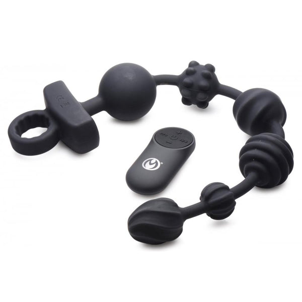 Master Series 21X Dark Rattler Rechargeable Vibrating Silicone Anal Beads with Remote  - Extreme Toyz Singapore - https://extremetoyz.com.sg - Sex Toys and Lingerie Online Store