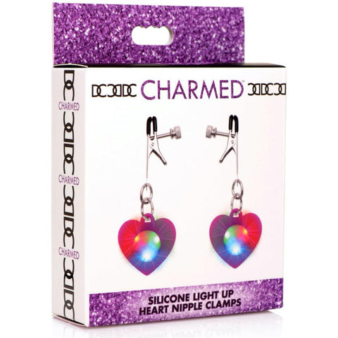 Charmed Silicone Light Up Heart Nipple Clamps - Extreme Toyz Singapore - https://extremetoyz.com.sg - Sex Toys and Lingerie Online Store