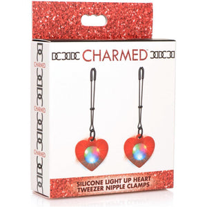 Charmed Silicone Light Up Heart Tweezer Nipple Clamps - Extreme Toyz Singapore - https://extremetoyz.com.sg - Sex Toys and Lingerie Online Store