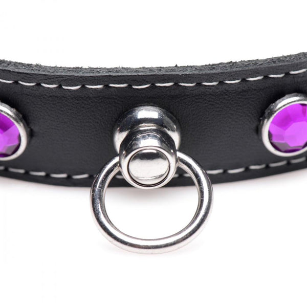 *GENIUNE LEATHER* Master Series Vixen Leather Choker with Rhinestones (3 Colours Available) - Extreme Toyz Singapore - https://extremetoyz.com.sg - Sex Toys and Lingerie Online Store