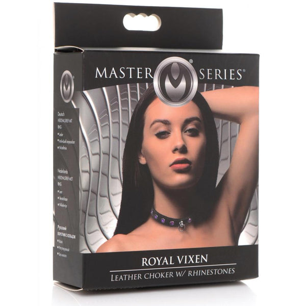 *GENIUNE LEATHER* Master Series Vixen Leather Choker with Rhinestones (3 Colours Available) - Extreme Toyz Singapore - https://extremetoyz.com.sg - Sex Toys and Lingerie Online Store