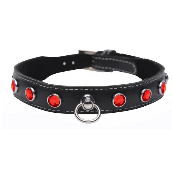 *GENIUNE LEATHER* Master Series Vixen Leather Choker with Rhinestones (3 Colours Available) - Extreme Toyz Singapore - https://extremetoyz.com.sg - Sex Toys and Lingerie Online Store