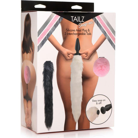 TAILZ Snap-On Silicone Anal Plug with 3 Interchangeable Tails Set - Extreme Toyz Singapore - https://extremetoyz.com.sg - Sex Toys and Lingerie Online Store