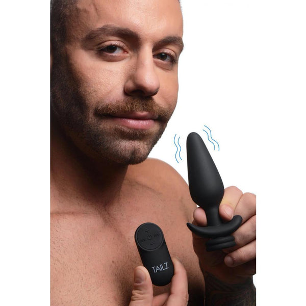 TAILZ Interchangeable 10X Vibrating Silicone Anal Plug with Remote - Large - Extreme Toyz Singapore - https://extremetoyz.com.sg - Sex Toys and Lingerie Online Store