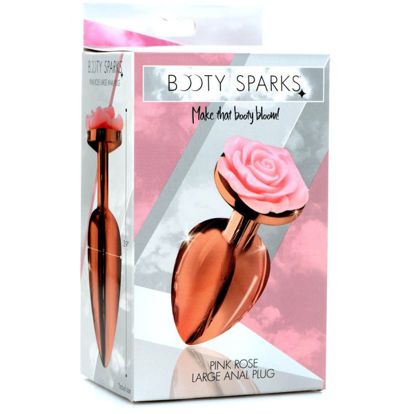 Booty Sparks Rose Gold Metal Anal Plug with Pink Flower (3 Sizes Available) - Extreme Toyz Singapore - https://extremetoyz.com.sg - Sex Toys and Lingerie Online Store