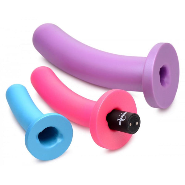Strap U Triple Peg 28X Rechargeable Vibrating Silicone Dildo Set with Remote Control - Extreme Toyz Singapore - https://extremetoyz.com.sg - Sex Toys and Lingerie Online Store