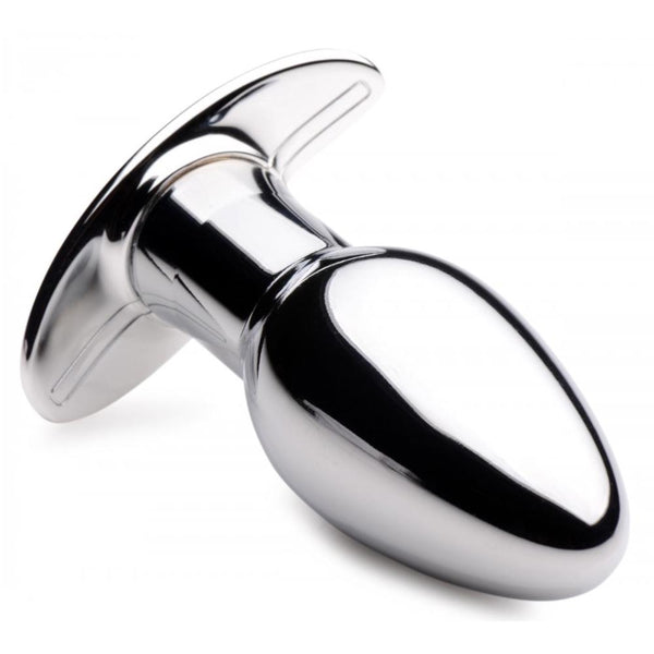 Master Series Chrome Blast 7X Rechargeable Aluminium Alloy  Butt Plug with Remote Control - Small - Extreme Toyz Singapore - https://extremetoyz.com.sg - Sex Toys and Lingerie Online Store