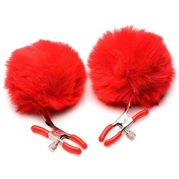 Charmed Pom Pom Nipple Clamps - Red -    Extreme Toyz Singapore - https://extremetoyz.com.sg - Sex Toys and Lingerie Online Store