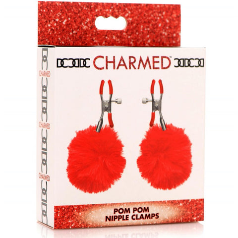 Charmed Pom Pom Nipple Clamps - Red -    Extreme Toyz Singapore - https://extremetoyz.com.sg - Sex Toys and Lingerie Online Store