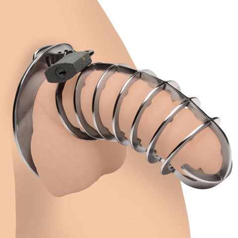 Master Series Stainless Steel Spiked Chastity Cage - Extreme Toyz Singapore - https://extremetoyz.com.sg - Sex Toys and Lingerie Online Store