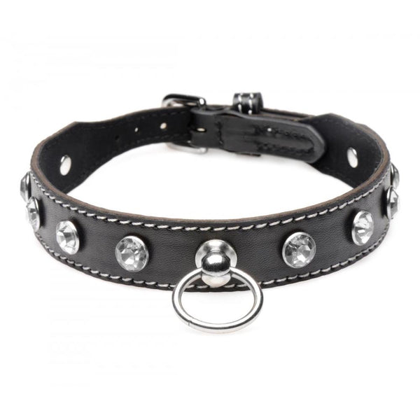 STRICT Rhinestone Choker with O-Ring (2 Colours Available) - Extreme Toyz Singapore - https://extremetoyz.com.sg - Sex Toys and Lingerie Online Store