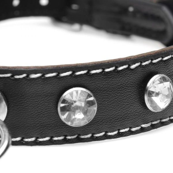STRICT Rhinestone Choker with O-Ring (2 Colours Available) - Extreme Toyz Singapore - https://extremetoyz.com.sg - Sex Toys and Lingerie Online Store