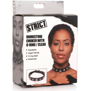 STRICT Rhinestone Choker with O-Ring (2 Colours Available) - Extreme Toyz Singapore - https://extremetoyz.com.sg - Sex Toys and Lingerie Online Store