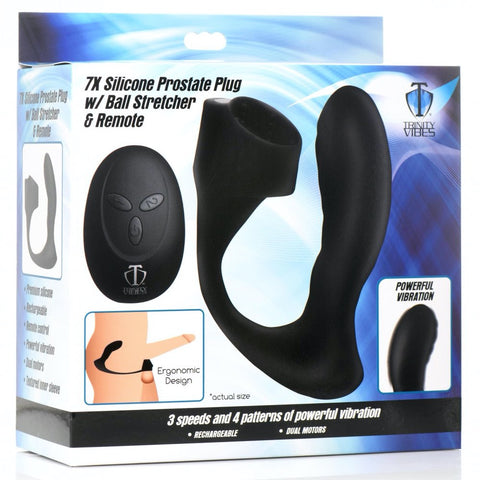 Trinity for Men 7X Silicone Rechargeable Prostate Plug with Ball Stretcher and Remote  - Extreme Toyz Singapore - https://extremetoyz.com.sg - Sex Toys and Lingerie Online Store