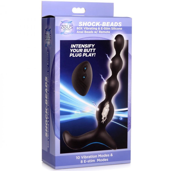 Zeus Electrosex Shock-Beads 80X Vibrating & E-Stim Rechargeable Silicone Anal Beads with Remote  -    Extreme Toyz Singapore - https://extremetoyz.com.sg - Sex Toys and Lingerie Online Store