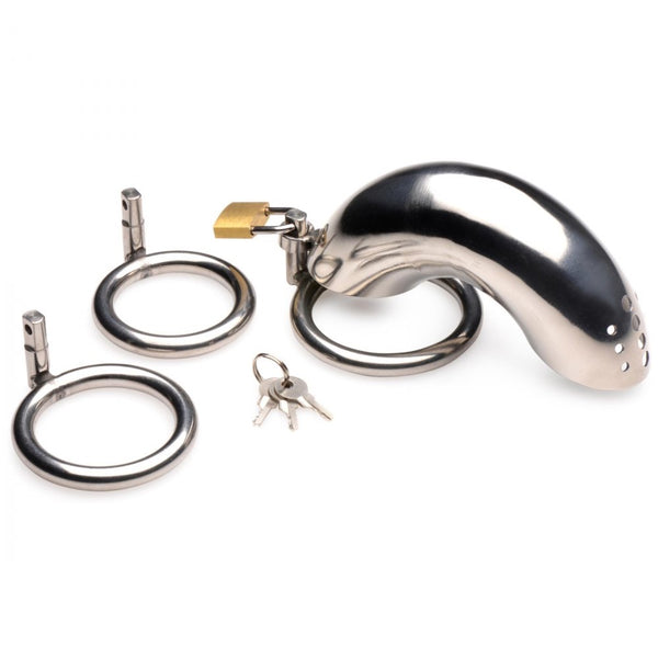 Master Series Forged Captor Locking Stainless Steel Chasity Cage - Extreme Toyz Singapore - https://extremetoyz.com.sg - Sex Toys and Lingerie Online Store