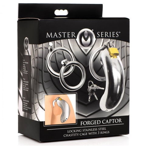 Master Series Forged Captor Locking Stainless Steel Chasity Cage - Extreme Toyz Singapore - https://extremetoyz.com.sg - Sex Toys and Lingerie Online Store