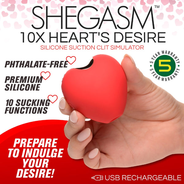 Inmi Shegasm 10X Silicone Heart Suction Rechargeable Clit Stimulator - Extreme Toyz Singapore - https://extremetoyz.com.sg - Sex Toys and Lingerie Online Store