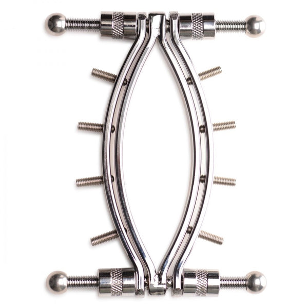 Master Series Spread Em Stainless Steel Poker Labia Clamp with Adjustable Pressure Screws - Extreme Toyz Singapore - https://extremetoyz.com.sg - Sex Toys and Lingerie Online Store