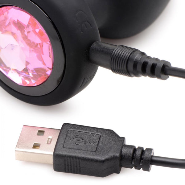 Booty Sparks 28X Remote Control Rechargeable Vibrating Silicone Pink Gem Anal Plug - Small - Extreme Toyz Singapore - https://extremetoyz.com.sg - Sex Toys and Lingerie Online Store