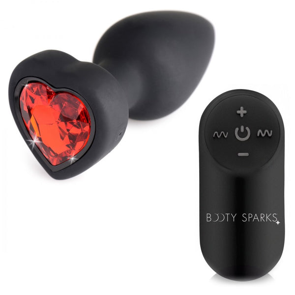 Booty Sparks 28X Remote Control Rechargeable Vibrating Silicone Red Heart Anal Plug - Small - Extreme Toyz Singapore - https://extremetoyz.com.sg - Sex Toys and Lingerie Online Store