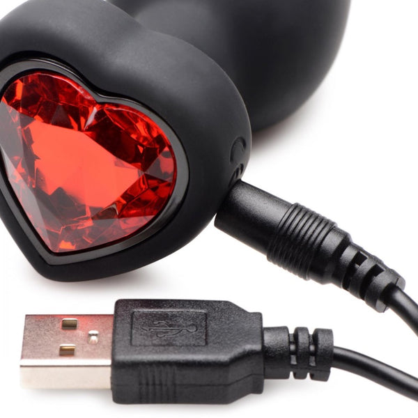 Booty Sparks 28X Remote Control Rechargeable Vibrating Silicone Red Heart Anal Plug - Small - Extreme Toyz Singapore - https://extremetoyz.com.sg - Sex Toys and Lingerie Online Store