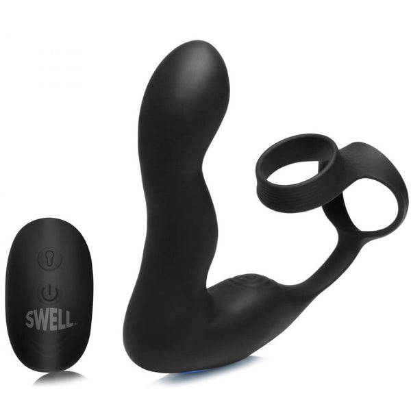 SWELL 10X Remote Control Inflatable and Vibrating Rechargeable Prostate Plug with Cock and Ball Ring - Extreme Toyz Singapore - https://extremetoyz.com.sg - Sex Toys and Lingerie Online Store