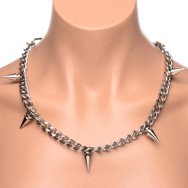 Master Series Punk Spiked Necklace - Extreme Toyz Singapore - https://extremetoyz.com.sg - Sex Toys and Lingerie Online Store