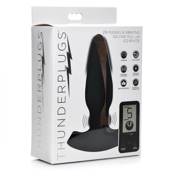 ThunderPlugs 25X Pulsing and Vibrating Silicone Rechargeable Plug with Remote - Extreme Toyz Singapore - https://extremetoyz.com.sg - Sex Toys and Lingerie Online Store