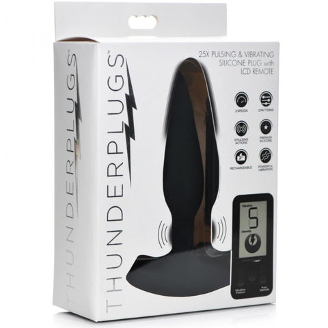 ThunderPlugs 25X Pulsing and Vibrating Silicone Rechargeable Plug with Remote - Extreme Toyz Singapore - https://extremetoyz.com.sg - Sex Toys and Lingerie Online Store