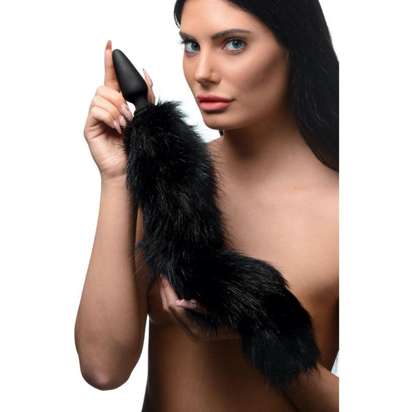 TAILZ Small Anal Plug with Interchangeable Fox Tail - Black - Extreme Toyz Singapore - https://extremetoyz.com.sg - Sex Toys and Lingerie Online Store
