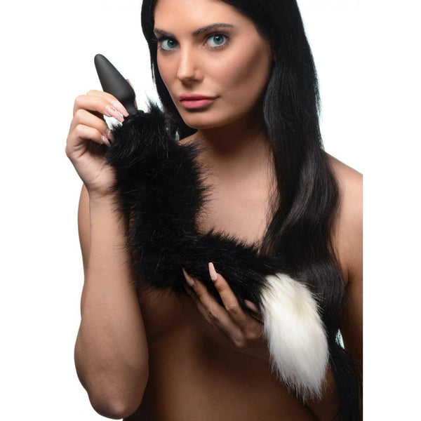 TAILZ Small Anal Plug with Interchangeable Fox Tail - Black and White - Extreme Toyz Singapore - https://extremetoyz.com.sg - Sex Toys and Lingerie Online Store