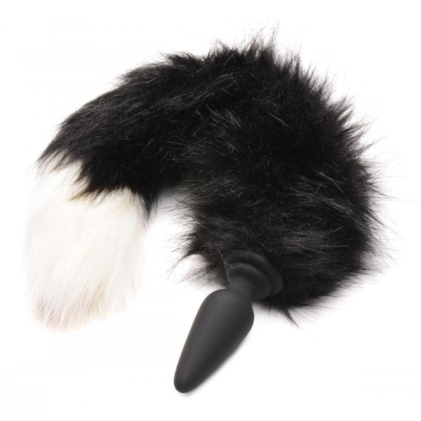 TAILZ Small Anal Plug with Interchangeable Fox Tail - Black and White - Extreme Toyz Singapore - https://extremetoyz.com.sg - Sex Toys and Lingerie Online Store