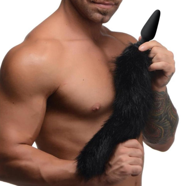 TAILZ Large Anal Plug with Interchangeable Fox Tail - Black - Extreme Toyz Singapore - https://extremetoyz.com.sg - Sex Toys and Lingerie Online Store
