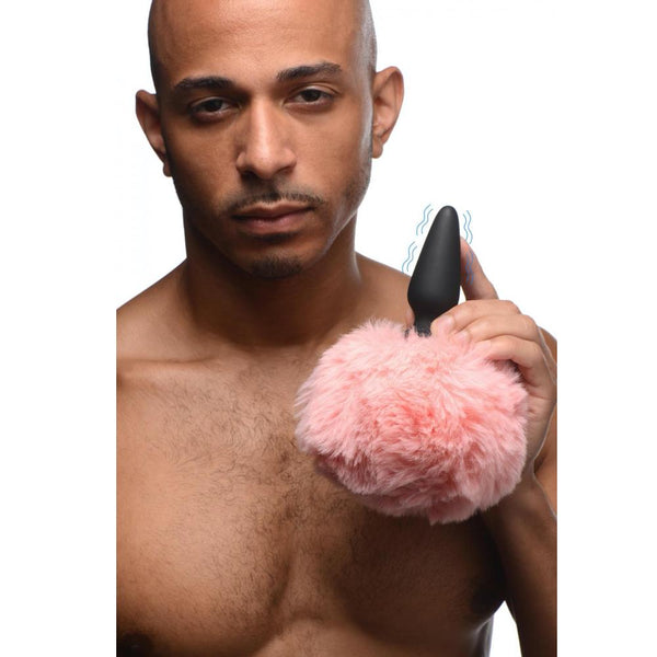 TAILZ Small Vibrating Anal Plug with Interchangeable Bunny Tail - Pink - Extreme Toyz Singapore - https://extremetoyz.com.sg - Sex Toys and Lingerie Online Store
