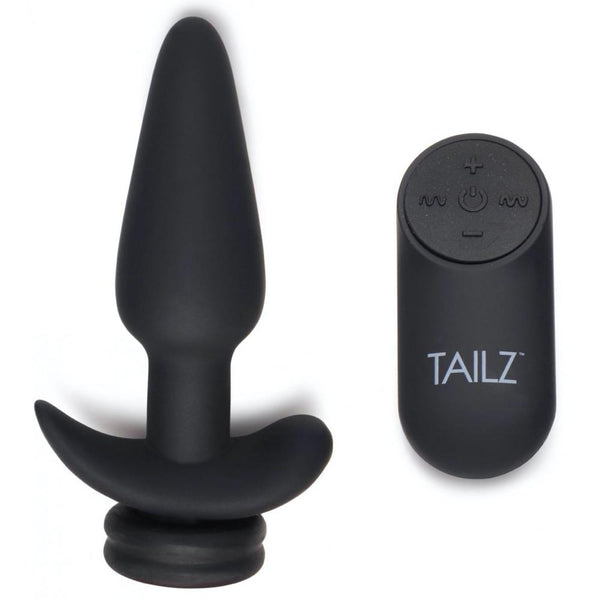 TAILZ Small Vibrating Anal Plug with Interchangeable Bunny Tail - White - Extreme Toyz Singapore - https://extremetoyz.com.sg - Sex Toys and Lingerie Online Store