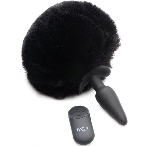 TAILZ Large Vibrating Anal Plug with Interchangeable Bunny Tail - Black - Extreme Toyz Singapore - https://extremetoyz.com.sg - Sex Toys and Lingerie Online Store