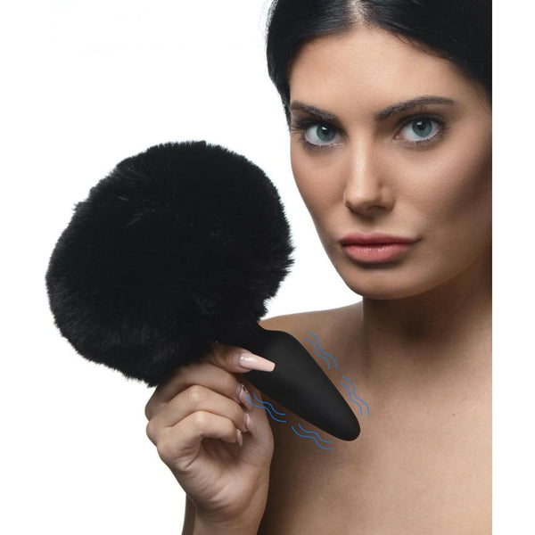 TAILZ Large Vibrating Anal Plug with Interchangeable Bunny Tail - Black - Extreme Toyz Singapore - https://extremetoyz.com.sg - Sex Toys and Lingerie Online Store