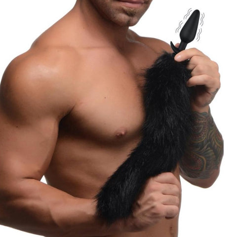 TAILZ Remote Control Large Vibrating Anal Plug with Interchangeable Fox Tail - Black - Extreme Toyz Singapore - https://extremetoyz.com.sg - Sex Toys and Lingerie Online Store