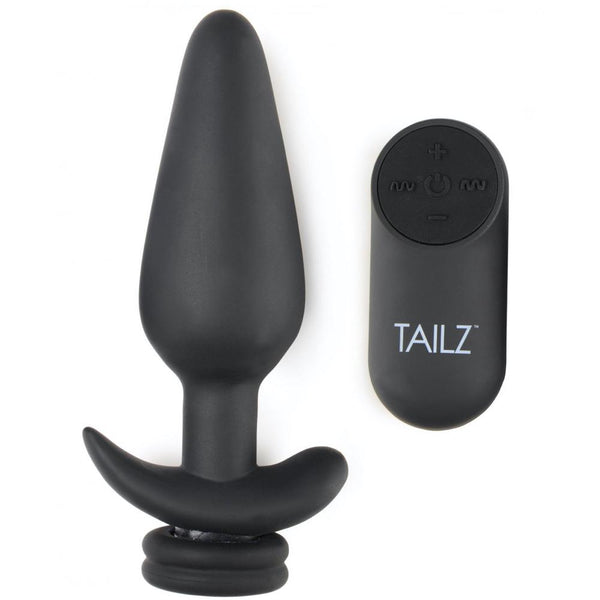 TAILZ Remote Control Large Vibrating Anal Plug with Interchangeable Fox Tail - Black - Extreme Toyz Singapore - https://extremetoyz.com.sg - Sex Toys and Lingerie Online Store