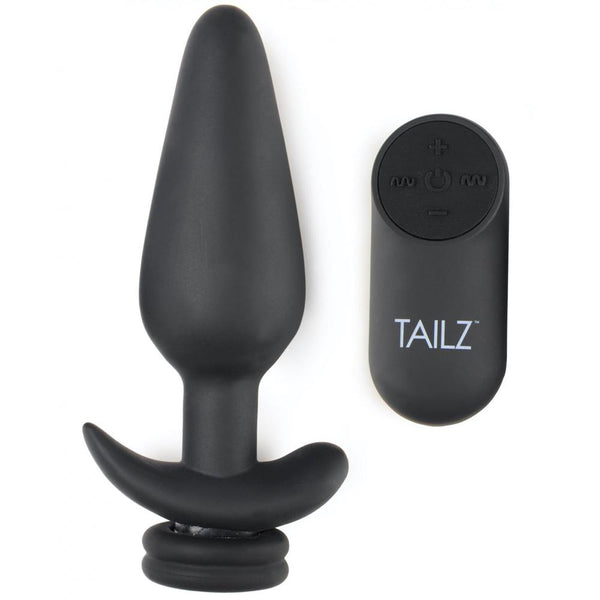 TAILZ Remote Control Large Vibrating Anal Plug with Interchangeable Fox Tail - Black and White - Extreme Toyz Singapore - https://extremetoyz.com.sg - Sex Toys and Lingerie Online Store