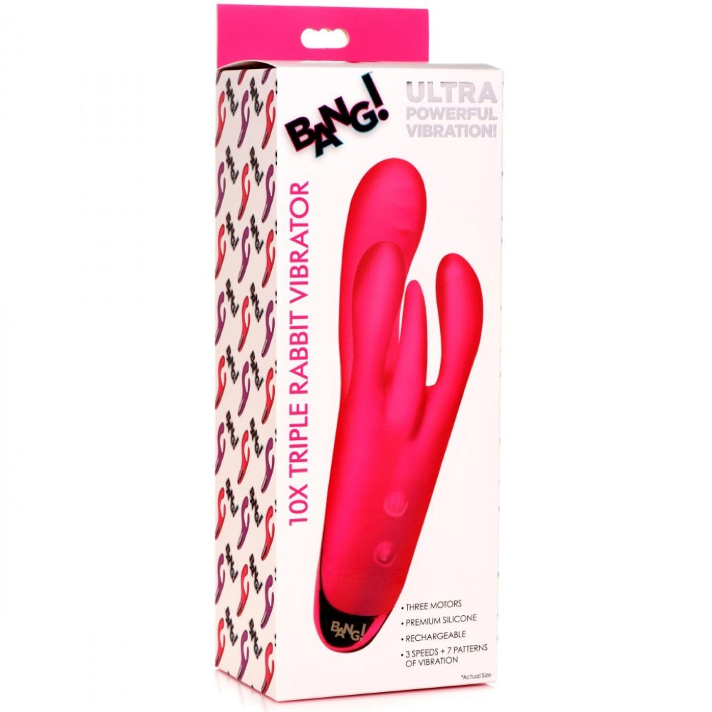 Bang! 10X Triple Rabbit Rechargeable Waterproof Silicone Vibrator (2 Colours Available) -    Extreme Toyz Singapore - https://extremetoyz.com.sg - Sex Toys and Lingerie Online Store