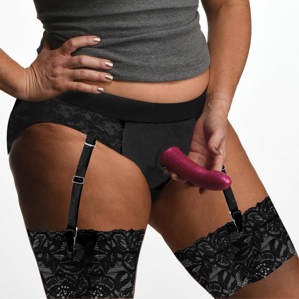 Strap U Laced Seductress Crotchless Panty Harness with Garter Straps (3 Sizes Available) - Extreme Toyz Singapore - https://extremetoyz.com.sg - Sex Toys and Lingerie Online Store