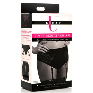 Strap U Laced Seductress Crotchless Panty Harness with Garter Straps (3 Sizes Available) - Extreme Toyz Singapore - https://extremetoyz.com.sg - Sex Toys and Lingerie Online Store