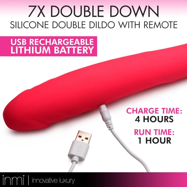 Inmi 7X Double Down Rechargeable Silicone Double Dildo with Remote - Extreme Toyz Singapore - https://extremetoyz.com.sg - Sex Toys and Lingerie Online Store