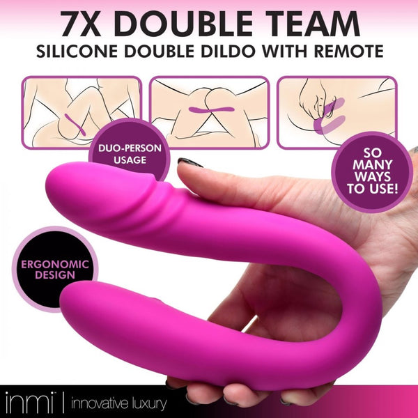 Inmi 7X Double Team Rechargeable Silicone Double Dildo with Remote - Extreme Toyz Singapore - https://extremetoyz.com.sg - Sex Toys and Lingerie Online Store